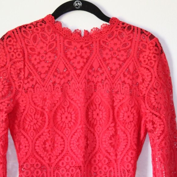 Lulus Appetite for Seduction Red Lace Long Sleeve Dress Women's Size XS H13441 - Picture 3 of 12